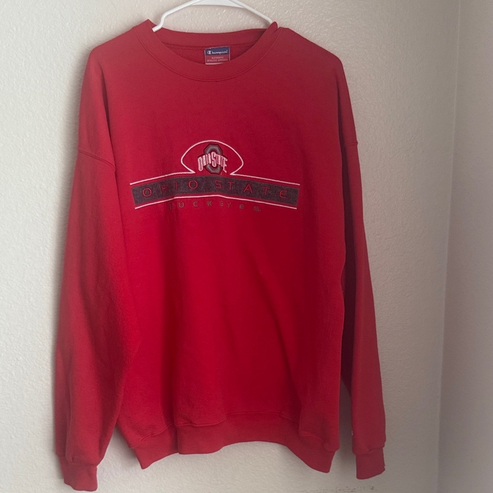 90s y2k Vintage buckeyes Red Ohio State Crewneck Sweatshirt xL